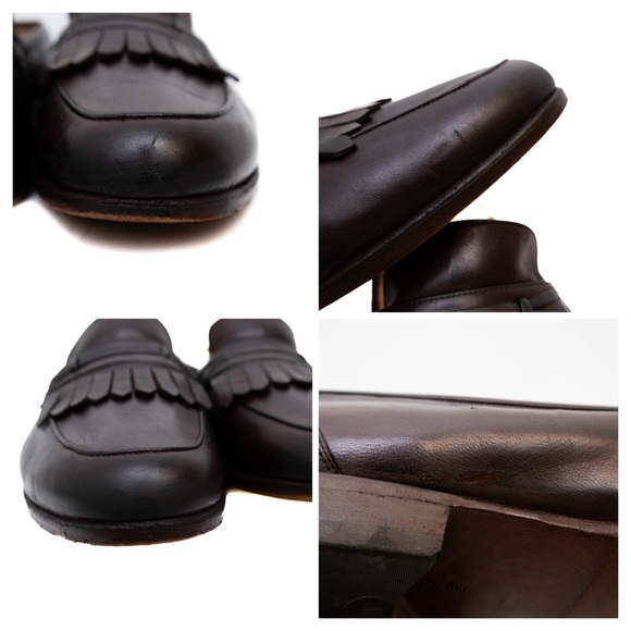 Salvatore Ferragamo Studio Brown Calf Loafers‎ Kiltie Tassels Mens US 9.5EE